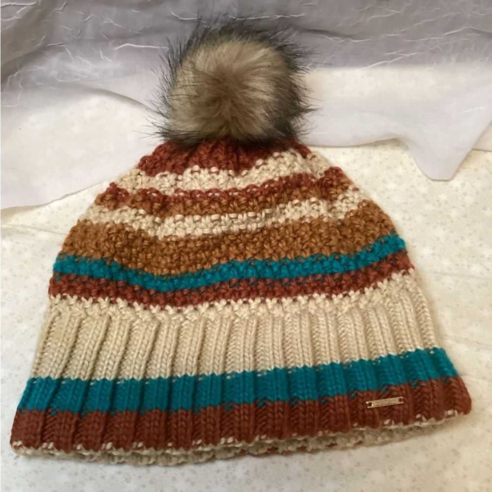 L.L. Bean Multicolor Knit Beanie with Pom Pom #518573 OSFA Stocking Hat